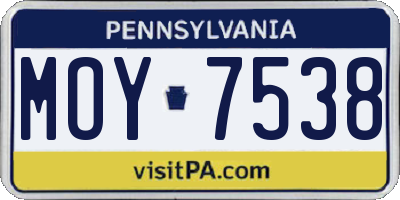 PA license plate MOY7538