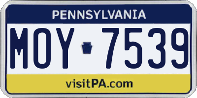 PA license plate MOY7539