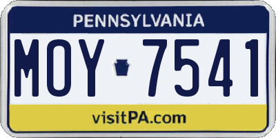 PA license plate MOY7541