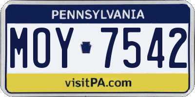 PA license plate MOY7542