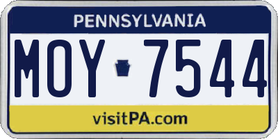 PA license plate MOY7544