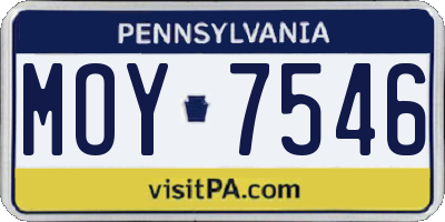 PA license plate MOY7546