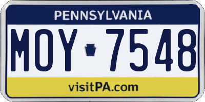 PA license plate MOY7548