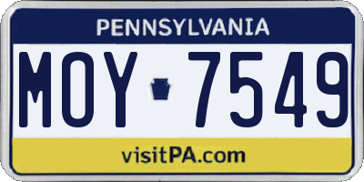 PA license plate MOY7549