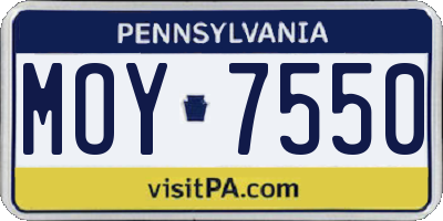 PA license plate MOY7550