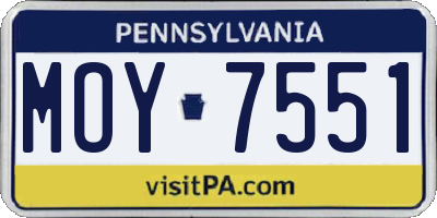 PA license plate MOY7551