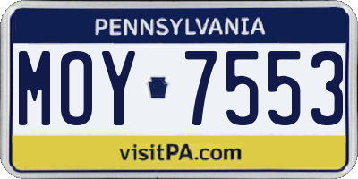 PA license plate MOY7553