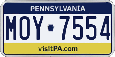 PA license plate MOY7554