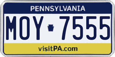 PA license plate MOY7555