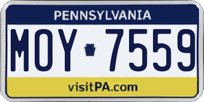 PA license plate MOY7559