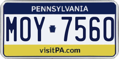 PA license plate MOY7560