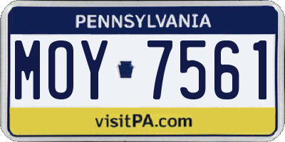 PA license plate MOY7561