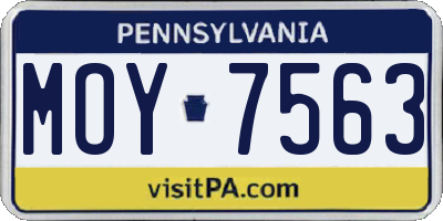 PA license plate MOY7563
