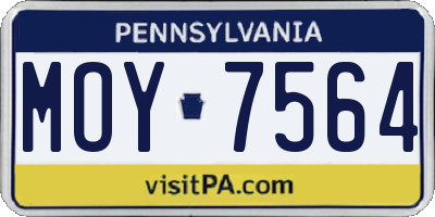 PA license plate MOY7564