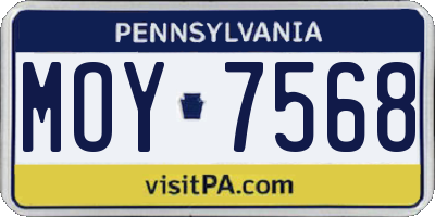 PA license plate MOY7568