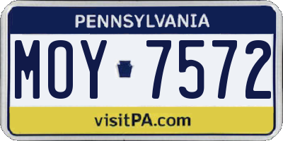 PA license plate MOY7572