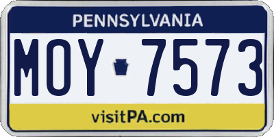 PA license plate MOY7573
