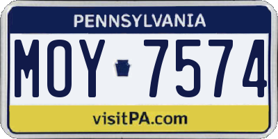 PA license plate MOY7574