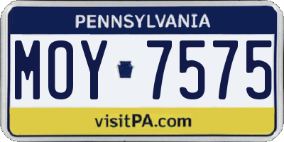 PA license plate MOY7575