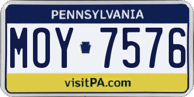 PA license plate MOY7576