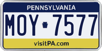 PA license plate MOY7577