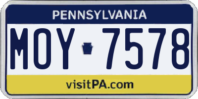 PA license plate MOY7578