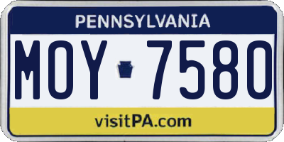 PA license plate MOY7580