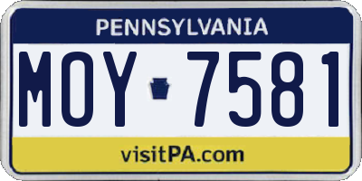 PA license plate MOY7581