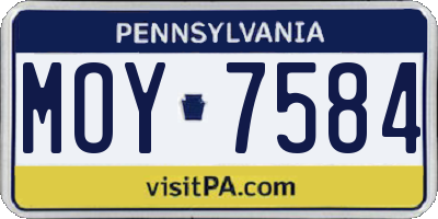 PA license plate MOY7584
