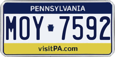 PA license plate MOY7592