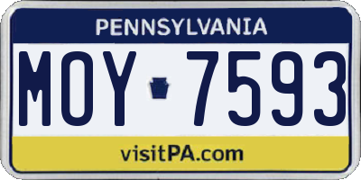 PA license plate MOY7593