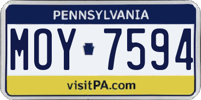PA license plate MOY7594