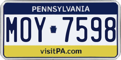 PA license plate MOY7598