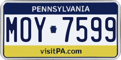 PA license plate MOY7599