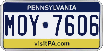PA license plate MOY7606