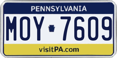 PA license plate MOY7609