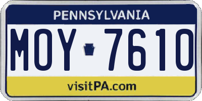 PA license plate MOY7610