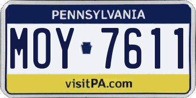 PA license plate MOY7611