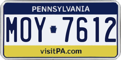 PA license plate MOY7612