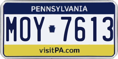 PA license plate MOY7613