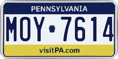 PA license plate MOY7614