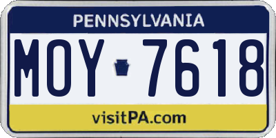 PA license plate MOY7618