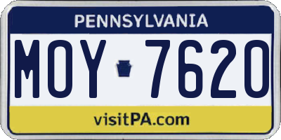 PA license plate MOY7620