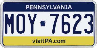 PA license plate MOY7623