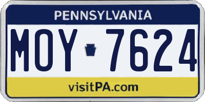 PA license plate MOY7624