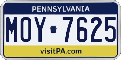 PA license plate MOY7625