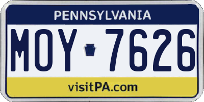 PA license plate MOY7626