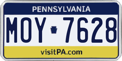 PA license plate MOY7628
