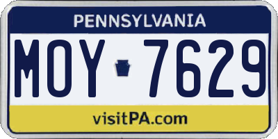 PA license plate MOY7629
