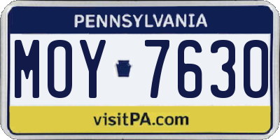 PA license plate MOY7630